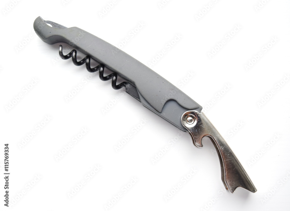 Rabbit wine opener made of plastic and metal, isolated on white background Rabbit wine opener made of plastic and metal, isolated on white background