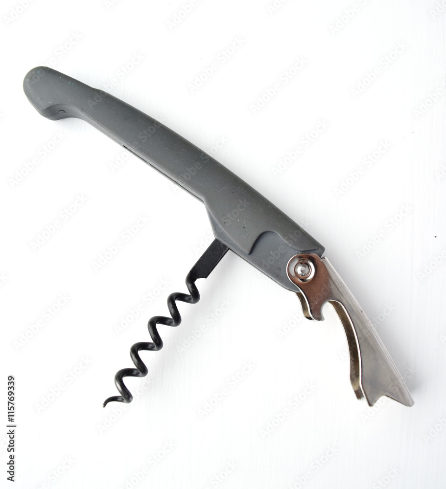 Rabbit wine opener made of plastic and metal, isolated on white background Rabbit wine opener made of plastic and metal, isolated on white background