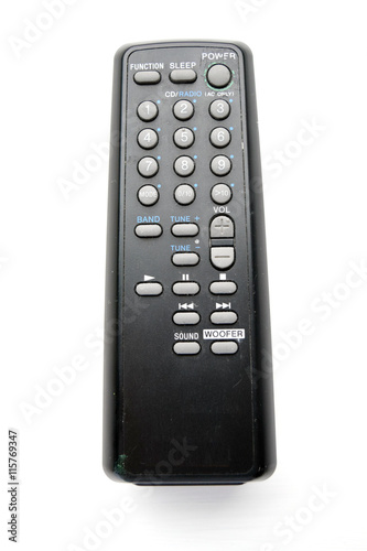 Small black unbranded TV remote control (clicker) from mid-2000s