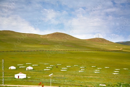  The ger camp  in a large meadow at Ulaanbaatar , Mongolia photo