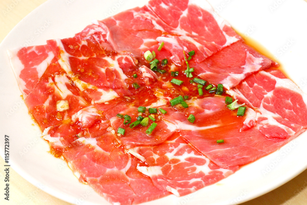 beef sliced on plate beef sliced on plate