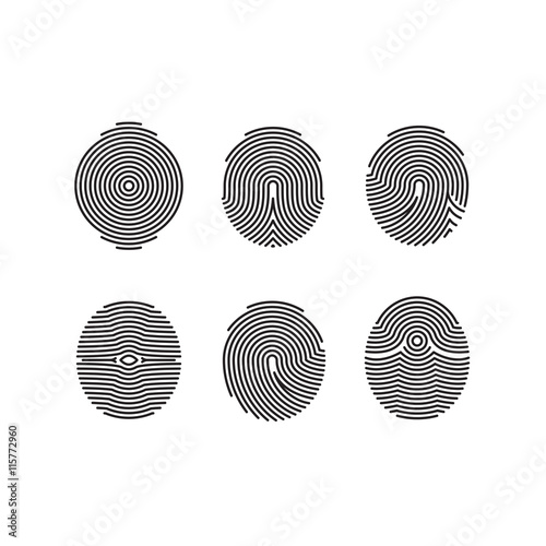 Fingerprint vector icons set. Pattern fingerprint for security, illustration set of fingerprint for identity person