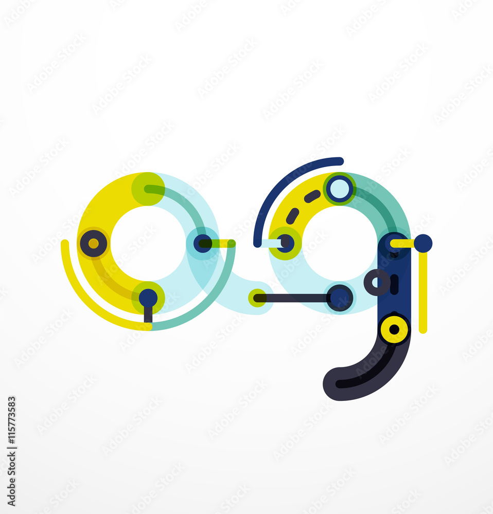 Fototapeta premium Cartoon linear letters icons