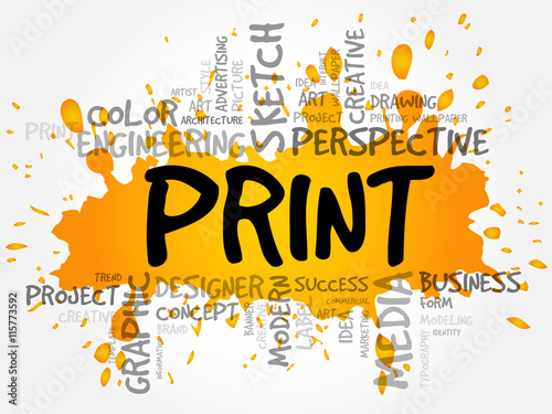 PRINT word cloud, creative business concept background