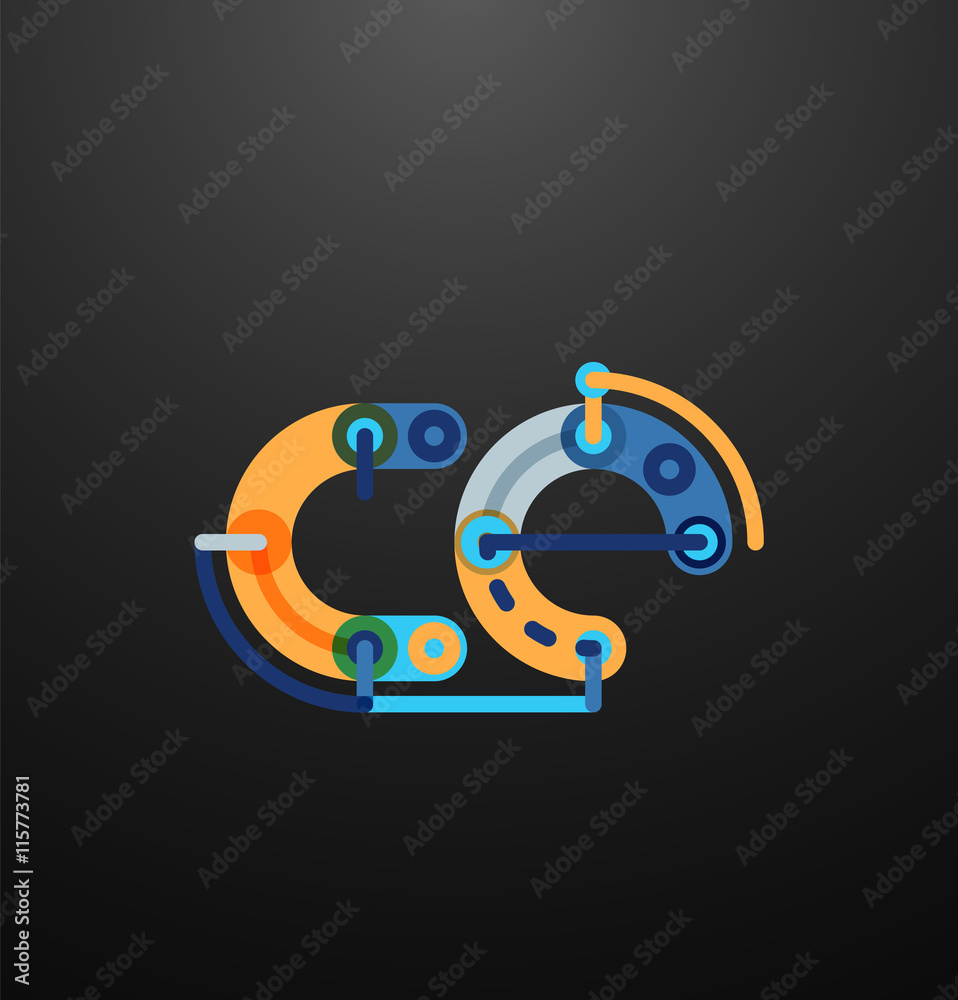 Fototapeta premium Cartoon linear letters icons