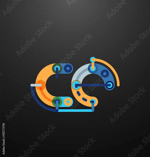 Cartoon linear letters icons