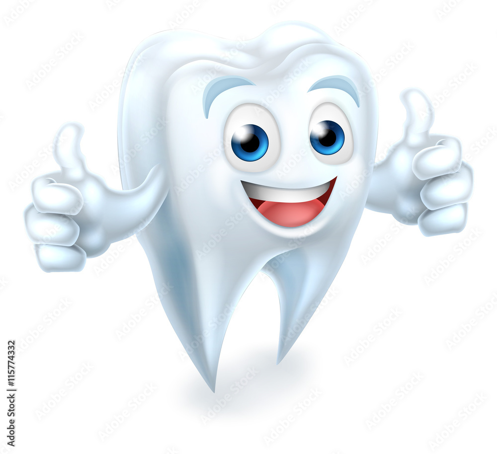 Fototapeta premium Tooth Dental Mascot Giving Thumbs Up