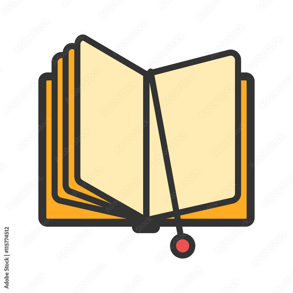 Open book with bookmark icon. Vector illustration Open book with bookmark icon. Vector illustration