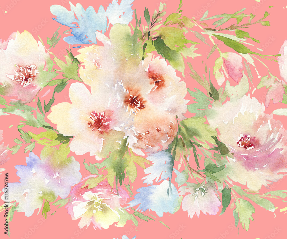 Seamless pattern with flowers watercolor Seamless pattern with flowers watercolor