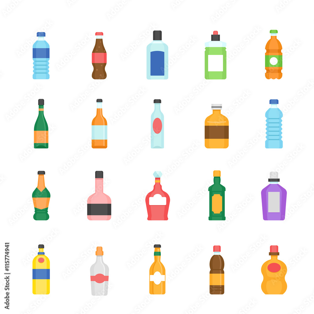 Color icon set - bottle and beverage Color icon set - bottle and beverage