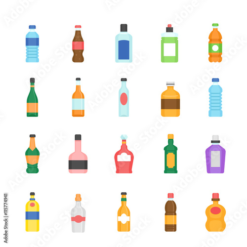 Color icon set - bottle and beverage