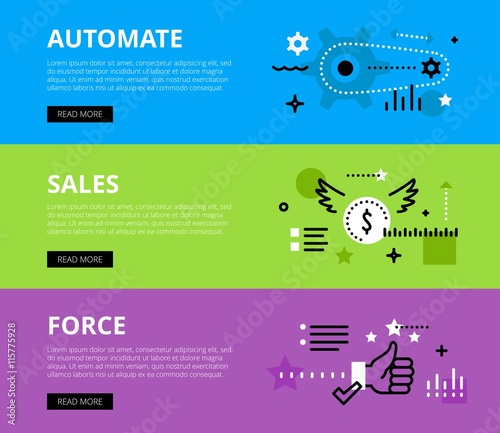 Automate Salesforce. Web banners vector set photo