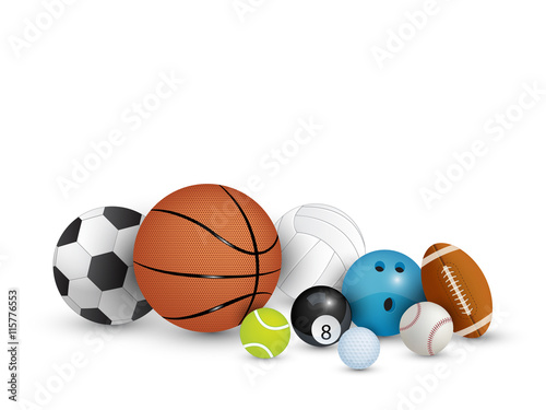 Collection of balls isolated on white background