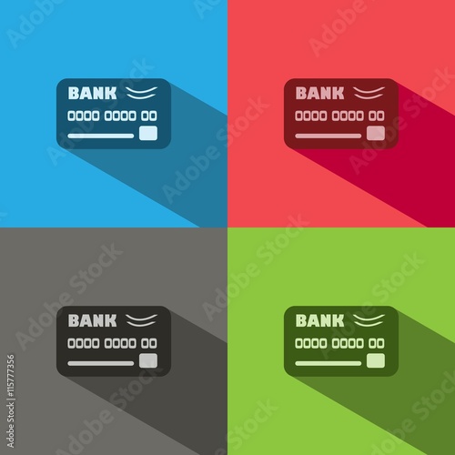Icono de tarjeta de crédito sobre fondos de colores