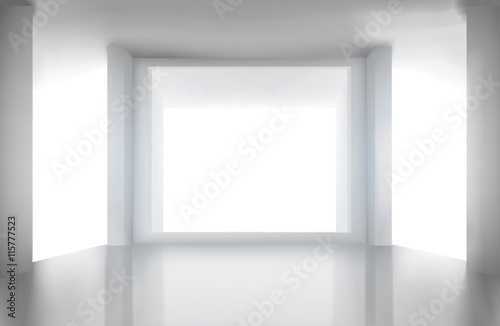 Room with large window. Vector illustration.