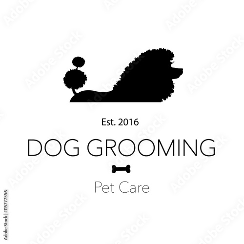 Logo for dog hair salon, styling and grooming pet shop, store for dogs. Vector illustration