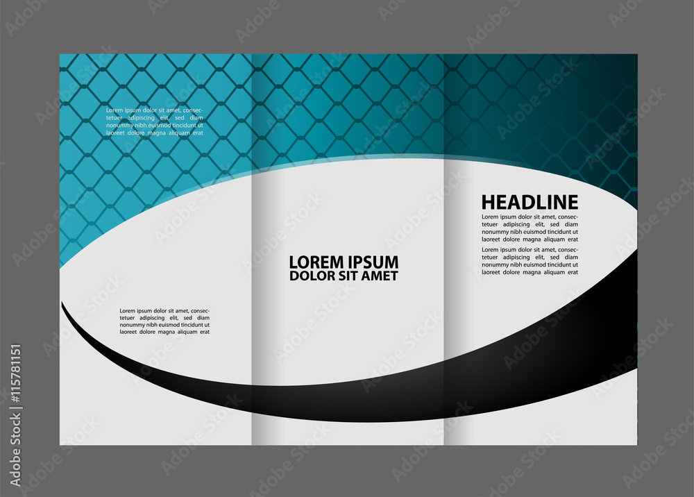 brochure design template vector tri-fold geometric abstract blue color ...