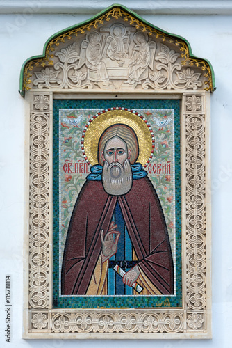 Moscow. Svyato-Danilov monastery. Wall icon of the venerable Ser