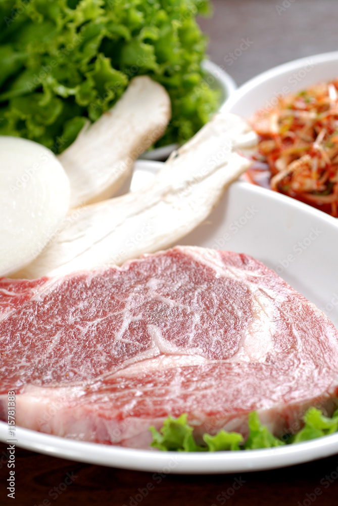 Fototapeta premium Sliced beef Korean BBQ menu