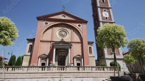 in italy lonate pozzolo  ancient   religion  building    for catholic and clock tower. photo