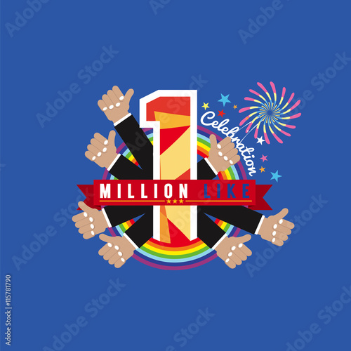 One Million Likes Celebration Vector Illustration.