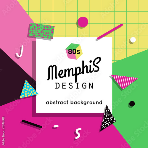 Trendy memphis cards design. 1980s background template. Vector eps 10 format.
