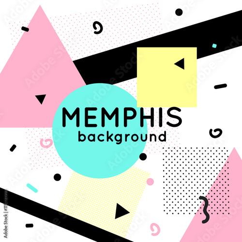 Trendy memphis cards design. 1980s background template. Vector eps 10 format.