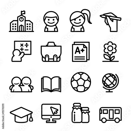 School icon set , thin line icon vector illustration