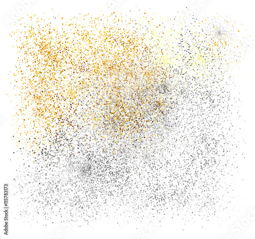 Abstract gold and silver glitter background.  Bright sparkles