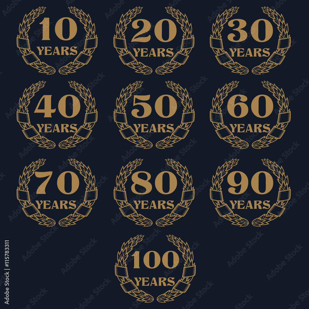 10-100 anniversary laurel wreath icon.