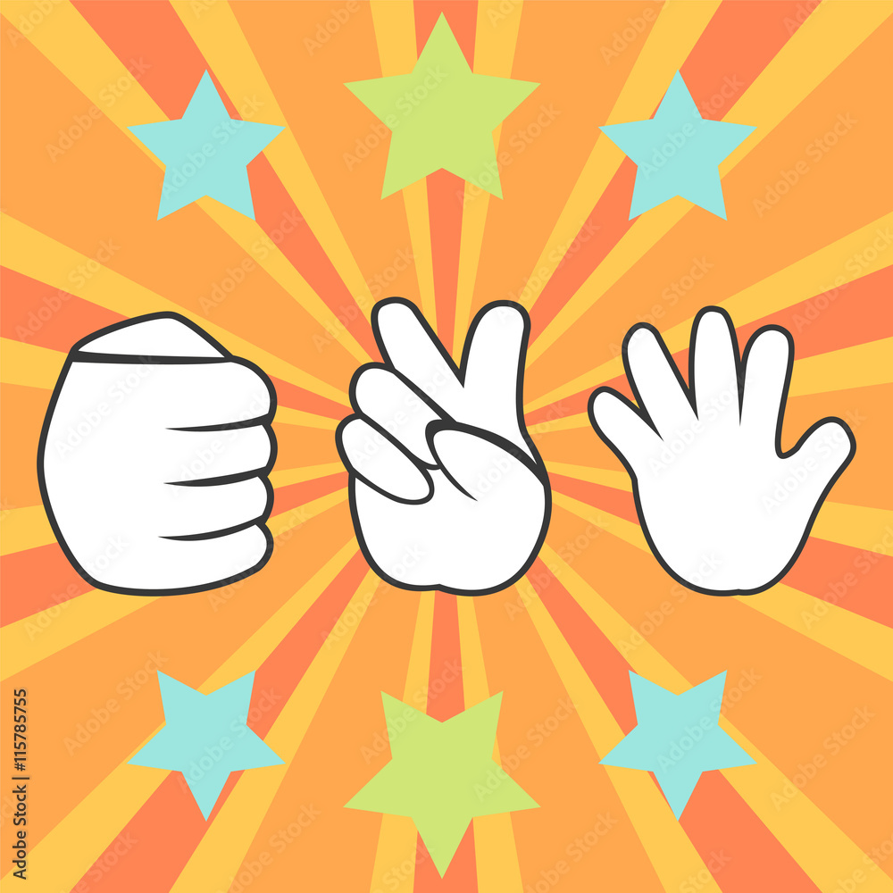 Playing Rock Paper And Scissors Game Gambling Artwork - Vector