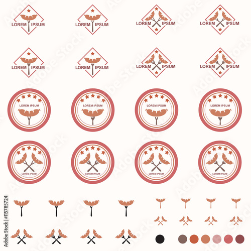 Breakfast With Sausage Logo Set - Vector