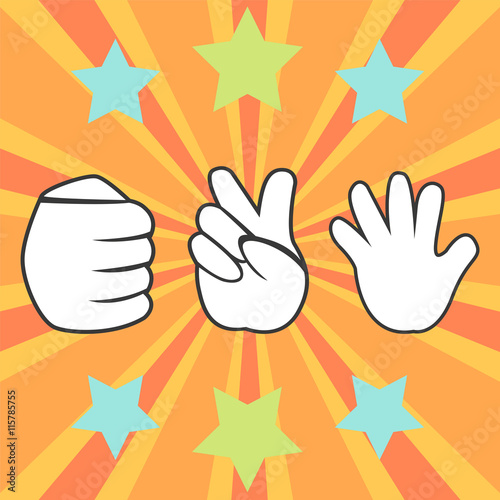 Playing Rock Paper And Scissors Game Gambling Artwork - Vector