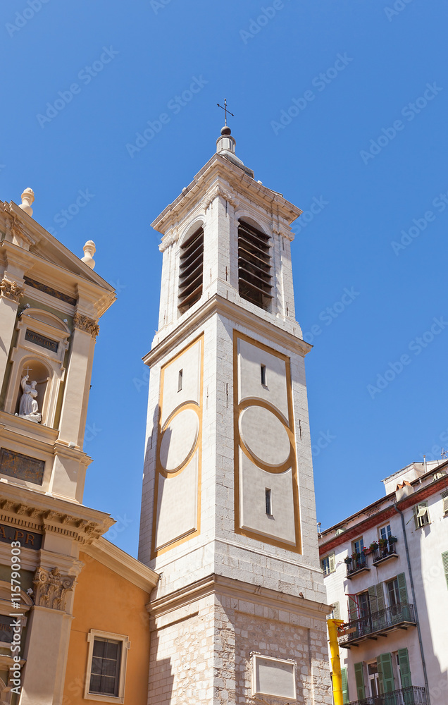 Belfry of Cathedral of Saint Reparata (1699) in Nice, France