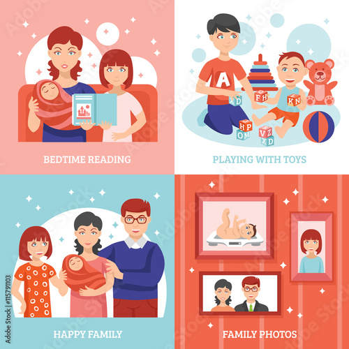 Family Concept Icons Set
