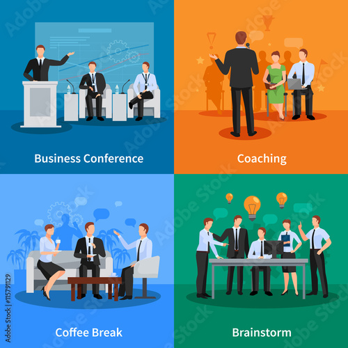 Business Meeting Concept Icons Set 