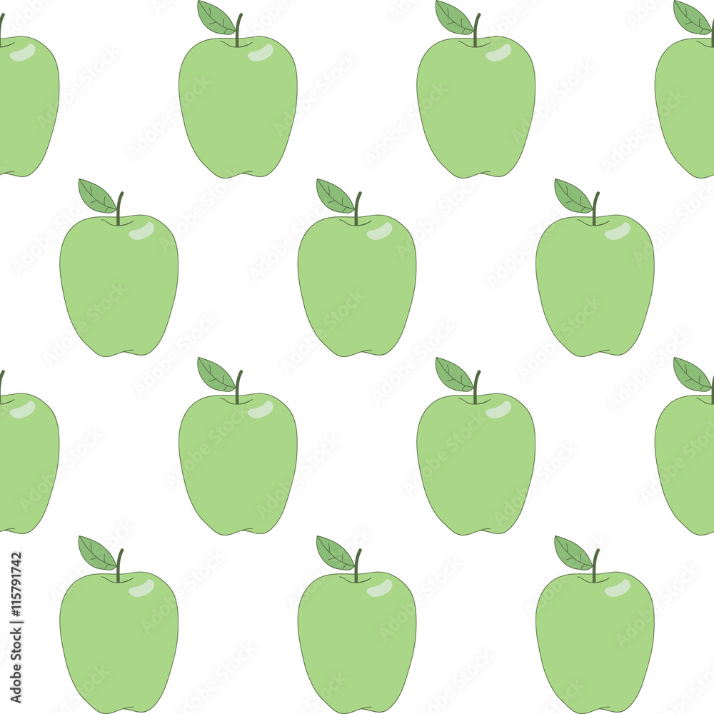 Seamless abstract hand-drawn pattern with green apples. Seamless abstract hand-drawn pattern with green apples.