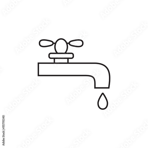 Dripping tap with drop line icon for web, mobile.
