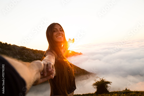 Woman taking man hand on a ...