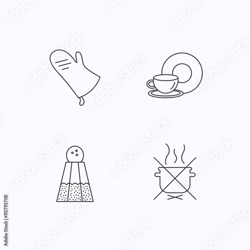 Salt, potholder and food, drink icons.