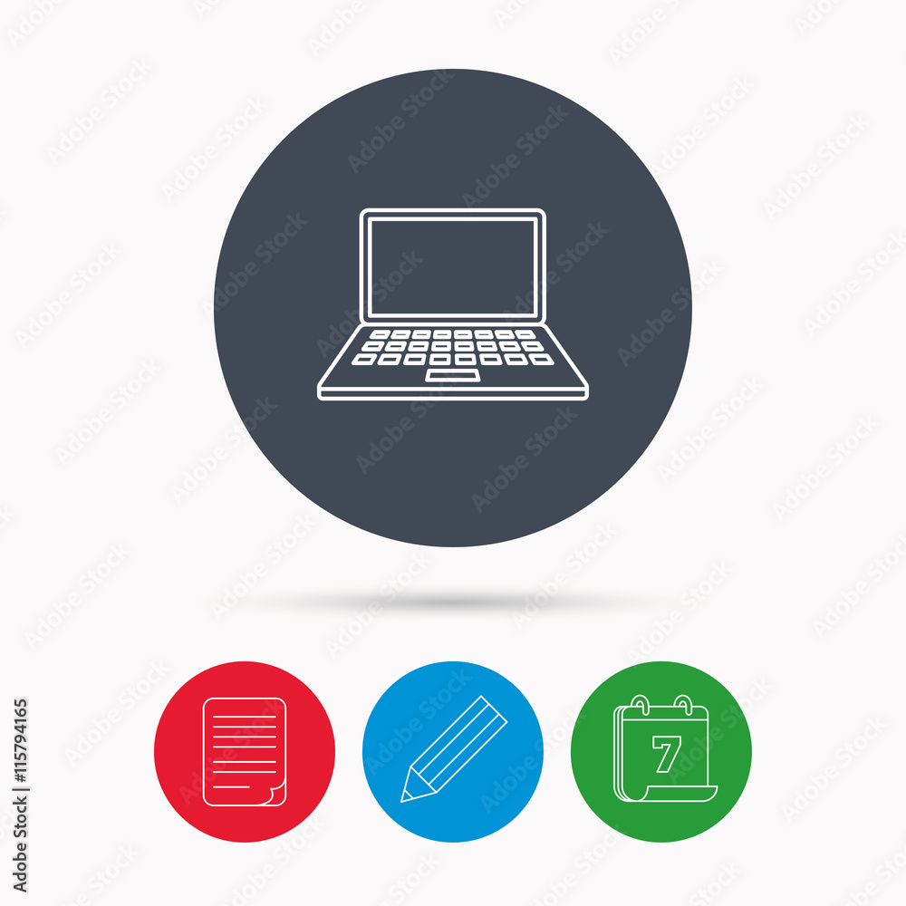 Notebook icon. Mobile laptop sign. Notebook icon. Mobile laptop sign.