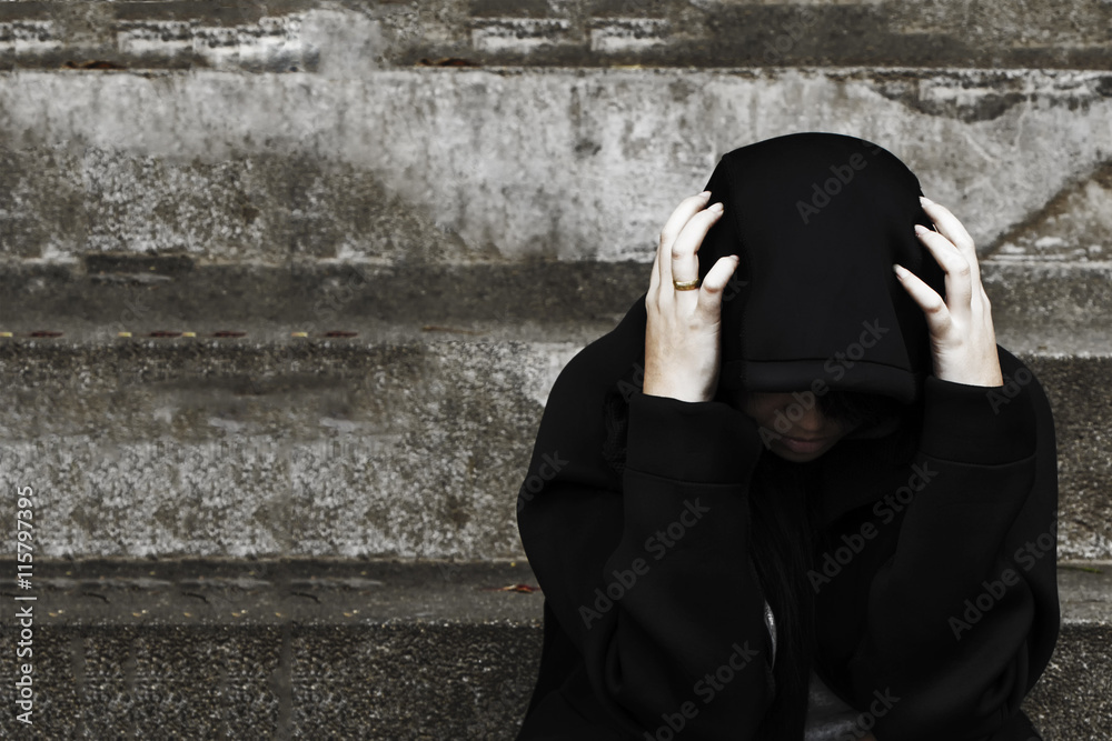 Unemployed, sadness girl, Concepts of life issues Unemployed, sadness girl, Concepts of life issues