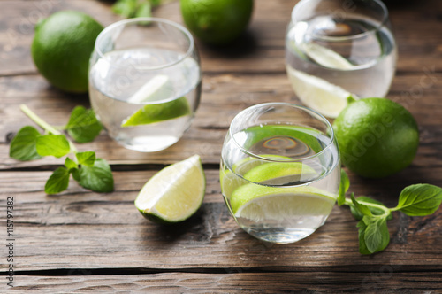 Fresh cocktail with lime and mint