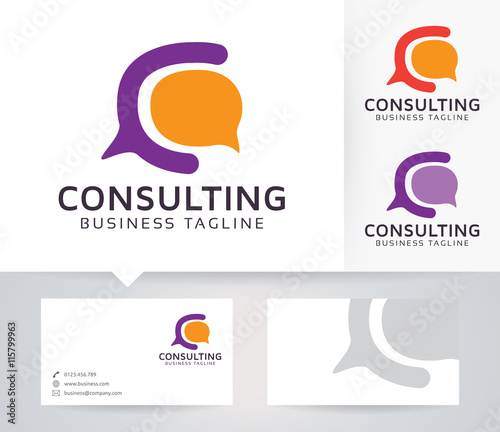 Consulting - Letter C vector logo with alternative colors and business card template