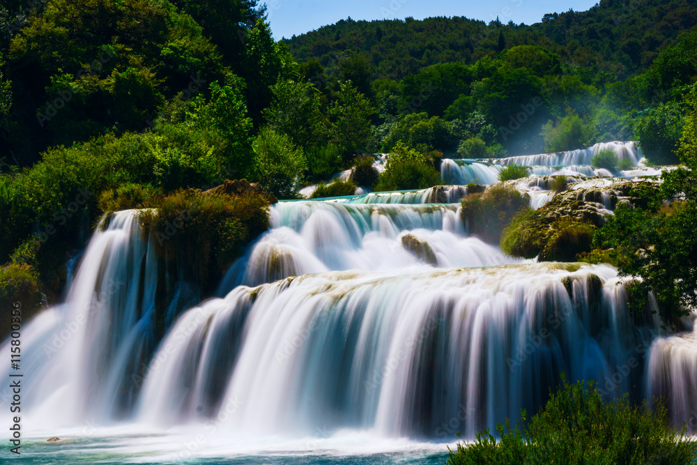 Obraz premium Waterfall Skradinski buk is located in Krka National Park