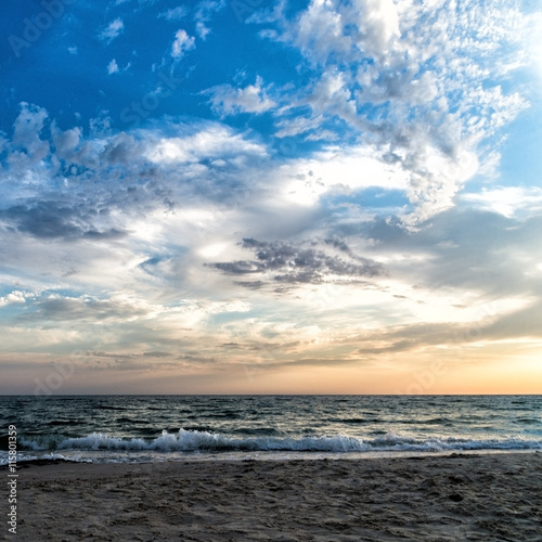 rising sun on the sea