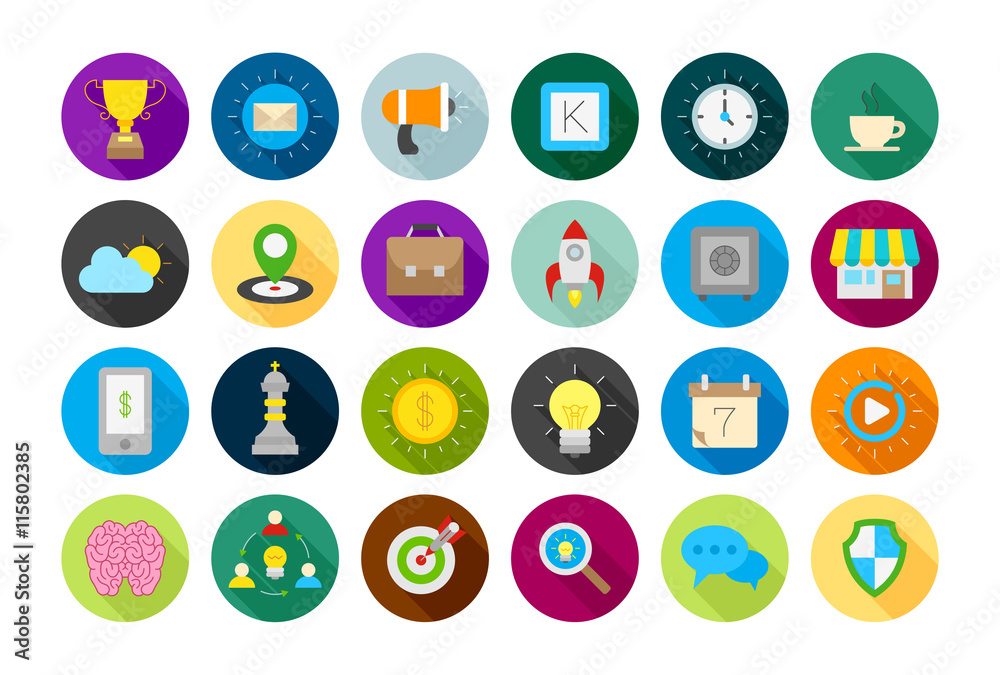 Web round vector icons set Web round vector icons set