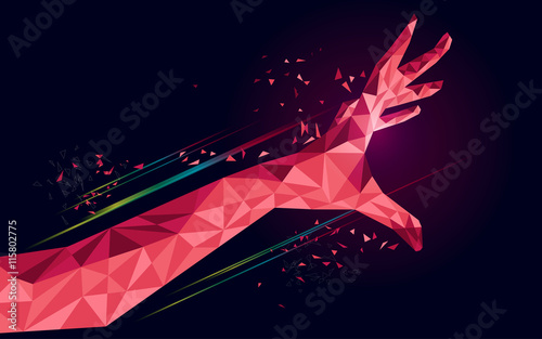 polygon hand, technological abstract,