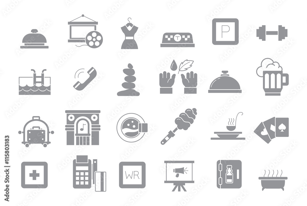 Entertainment gray vector icons set Entertainment gray vector icons set