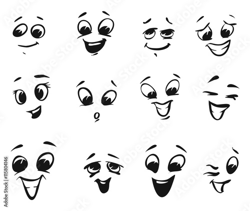 Happy smiling and laughing cartoon Faces